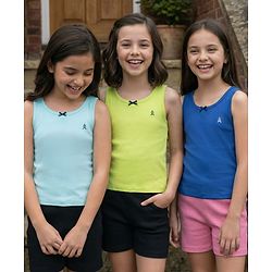 Pine Kids Cotton Lycra Knit Sleeveless Solid Colour Vests Pack Of 3 (Colour May Vary)