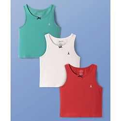 Pine Kids Cotton Lycra Knit sleeveless Solid Colour Vests Pack Of 3 (Colour May Vary)