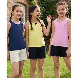Pine Kids Cotton Lycra Knit Sleeveless Solid Colour Vests Pack Of 3 (Colour May Vary)