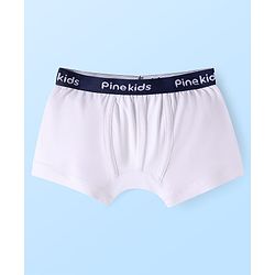 Pine Kids Cotton Knit Solid Trunks with Logo Embroidery Pack of 3 (Colour May Vary)