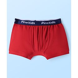 Pine Kids Cotton Knit Solid Trunks with Logo Embroidery Pack of 3 (Colour May Vary)