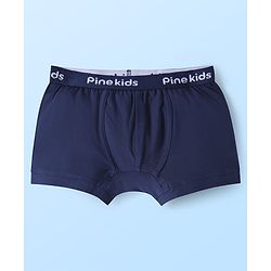 Pine Kids Cotton Knit Solid Trunks with Logo Embroidery Pack of 3 (Colour May Vary)