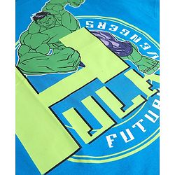 Pine Kids Marvel Single Jersey Knit Half Drop Shoulder Sleeves Oversized T-Shirt with Avengers Graphics & Badge Detailing - Blue