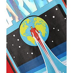 Pine Kids Marvel Single Jersey Knit Oversized Drop Shoulder Half Sleeve T-Shirt With Avengers Graphics - Yellow