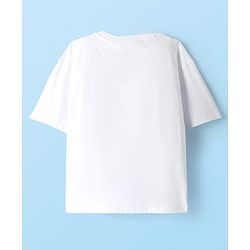 Pine Kids Marvel Single Jersey Knit Half Drop Shoulder Sleeves Oversized T-Shirt with Avengers Graphics - White
