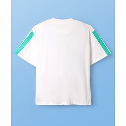 Pine Kids Disney Single Jersey Knit Half Drop Shoulder Sleeves Oversized T-Shirt with Mickey & Friends Graphics - White