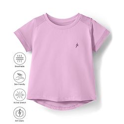 Pine Active Knit Half Sleeves High Stretch Skin Friendly Solid T-Shirt - Lilac