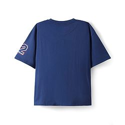 Pine Kids Marvel Single Jersey Knit Half Drop Shoulder Sleeves Oversized T-Shirt with Spider Man Graphics - Navy Blue