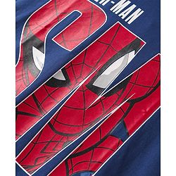 Pine Kids Marvel Single Jersey Knit Half Drop Shoulder Sleeves Oversized T-Shirt with Spider Man Graphics - Navy Blue