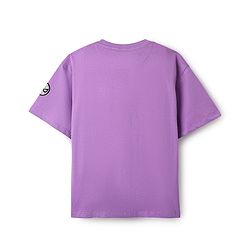 Pine Kids Marvel Single Jersey Knit Half Drop Shoulder Sleeves Oversized T-Shirt with Spider Man Graphics & Badge Detailing - Lavender