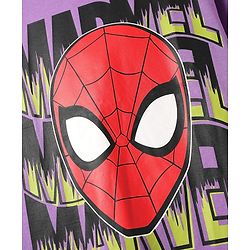 Pine Kids Marvel Single Jersey Knit Half Drop Shoulder Sleeves Oversized T-Shirt with Spider Man Graphics & Badge Detailing - Lavender