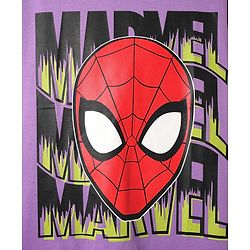 Pine Kids Marvel Single Jersey Knit Half Drop Shoulder Sleeves Oversized T-Shirt with Spider Man Graphics & Badge Detailing - Lavender