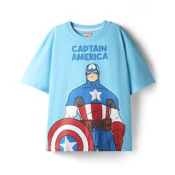 Pine Kids Marvel Single Jersey Knit Drop Shoulder Half Sleeves Oversized T-Shirt with Avengers Graphics Pack Of 3 - Red Light Blue & Yellow