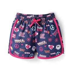 Pine Kids Looper Knit Mid Thigh Length Shorts with Text Print - Navy Blue