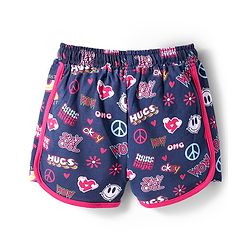 Pine Kids Looper Knit Mid Thigh Length Shorts with Text Print - Navy Blue