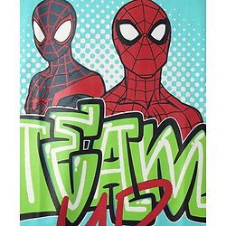 Pine Kids Marvel Single Jersey Knit Half Drop Shoulder Sleeves Oversized T-Shirt with Spider Man Graphics - Aqua Blue