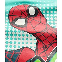 Pine Kids Marvel Single Jersey Knit Half Drop Shoulder Sleeves Oversized T-Shirt with Spider Man Graphics - Aqua Blue