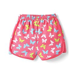 Pine Kids Looper Knit Mid Thigh Shorts With Butterfly Print - Pink
