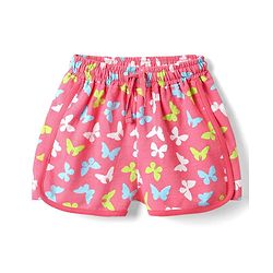 Pine Kids Looper Knit Mid Thigh Shorts With Butterfly Print - Pink