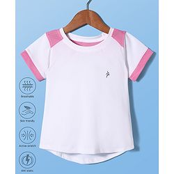 PINE ACTIVE Knit Half Sleeves High Stretch Skin Friendly Solid T-Shirt - White