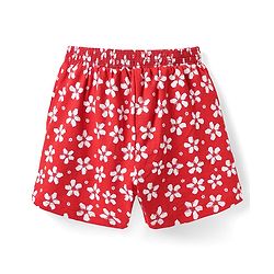 Pine Kids Looper Knit Mid Thigh Shorts With Floral Print - Red