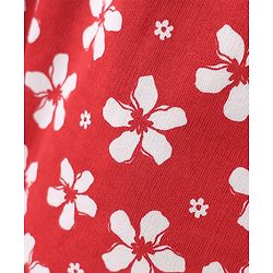Pine Kids Looper Knit Mid Thigh Shorts With Floral Print - Red