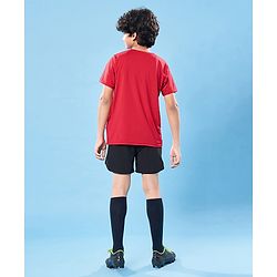 Pine Active Knit Half Sleeves High Stretch Skin Friendly Cut & Sew Solid Color T-Shirt - Red