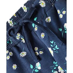 Pine Kids Looper Knit Mid Thigh Shorts With Floral Print - Navy Blue