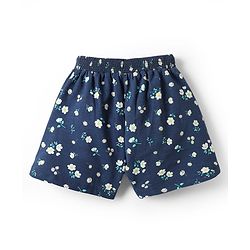 Pine Kids Looper Knit Mid Thigh Shorts With Floral Print - Navy Blue