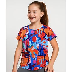 Pine Active Knit Half Sleeves Printed T-Shirt - Blue & Red