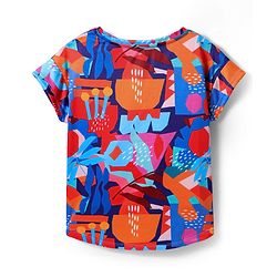 Pine Active Knit Half Sleeves Printed T-Shirt - Blue & Red