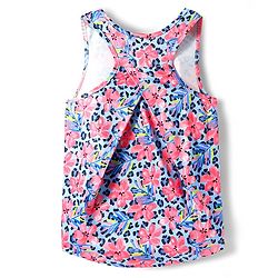 Pine Active Knit Sleeveless Tank T-Shirt with Floral Print - Light Blue