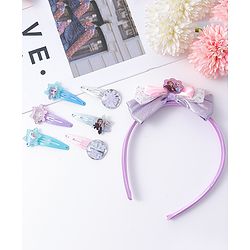 Pine Kids Disney Hair Accessories Combo Sets with Bow Applique & Disney Princes Print Free Size - Multicolor