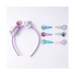 Pine Kids Disney Hair Accessories Combo Sets with Bow Applique & Disney Princes Print Free Size - Multicolor