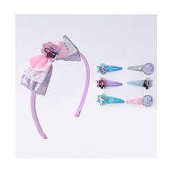Pine Kids Disney Hair Accessories Combo Sets with Bow Applique & Disney Princes Print Free Size - Multicolor