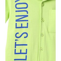 Pine Kids Cotton Knit Half Sleeves Shirt with Beach Theme Print - Light Green