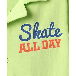 Pine Kids Cotton Knit Half Sleeves Shirt with New York City Print - Light Green