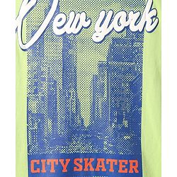 Pine Kids Cotton Knit Half Sleeves Shirt with New York City Print - Light Green