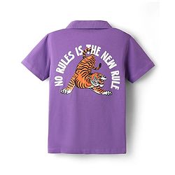 Pine Kids Cotton Knit Half Sleeves Shirt With Tiger Print - Violet