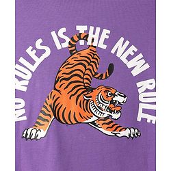 Pine Kids Cotton Knit Half Sleeves Shirt With Tiger Print - Violet