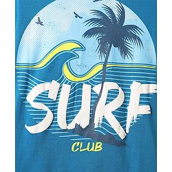 Pine Kids Cotton Knit Half Sleeves Shirt with Text Print - Blue