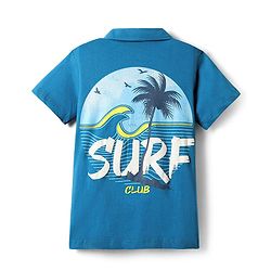 Pine Kids Cotton Knit Half Sleeves Shirt with Text Print - Blue