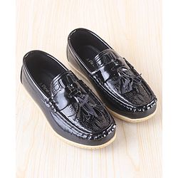 Pine Kids Textured Slip On Loafers - Black
