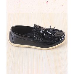 Pine Kids Textured Slip On Loafers - Black