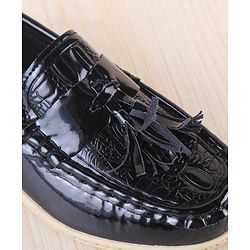 Pine Kids Textured Slip On Loafers - Black