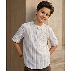 Pine Kids Cotton Woven Full Sleeves Shirt With Stripes - Multicolour