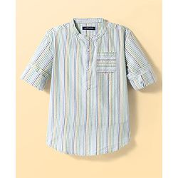Pine Kids Cotton Woven Full Sleeves Shirt With Stripes - Multicolour