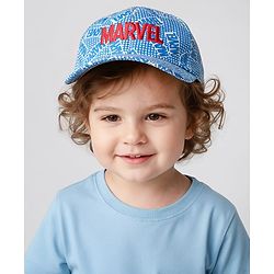 Pine Kids Marvel Cotton Woven Summer Cap with Avengers Print & Badge Detailing Light Blue - Diameter 53 cm