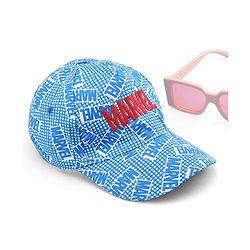 Pine Kids Marvel Cotton Woven Summer Cap with Avengers Print & Badge Detailing Light Blue - Diameter 53 cm