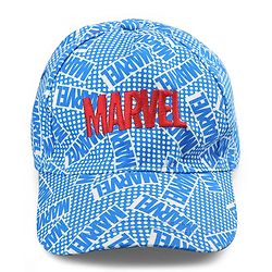 Pine Kids Marvel Cotton Woven Summer Cap with Avengers Print & Badge Detailing Light Blue - Diameter 53 cm